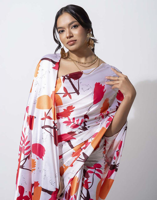 ETHNIC FUSION PRINTED BATIK INSPIRED SILK SAREE