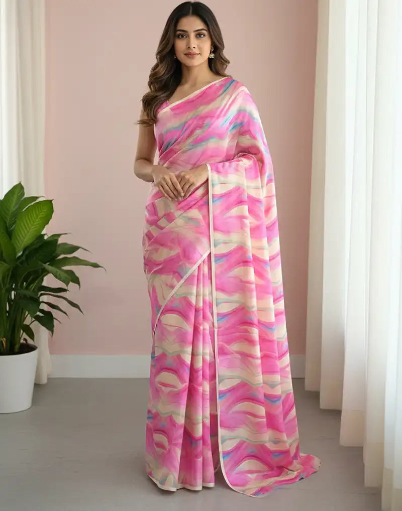 ETHNIC FUSION PRINTED BATIK INSPIRED SILK SAREE