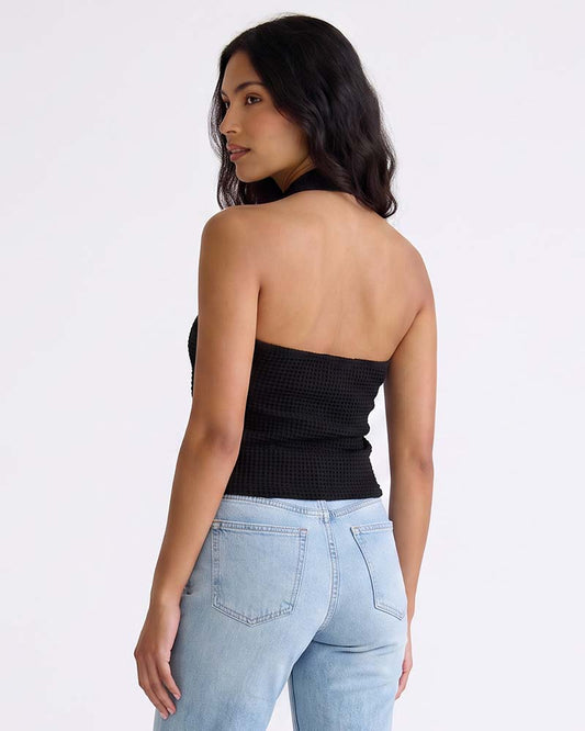 LADIES TEXTURED HALTER TOP