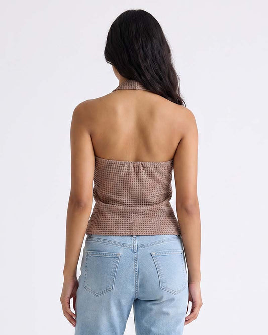 LADIES TEXTURED HALTER TOP