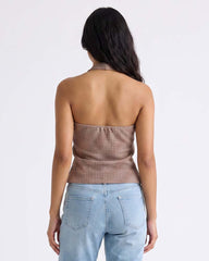 LADIES TEXTURED HALTER TOP