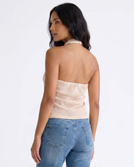 LADIES TEXTURED HALTER TOP
