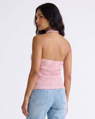 LADIES TEXTURED HALTER TOP