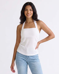 LADIES TEXTURED HALTER TOP