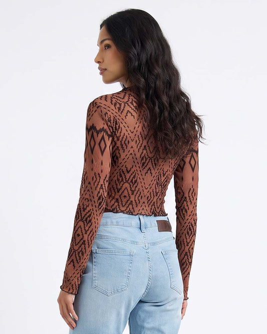 LADIES LONG SLEEVE MESH TOP