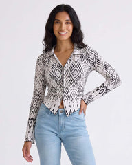 LADIES LONG SLEEVE MESH TOP