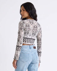 LADIES LONG SLEEVE MESH TOP