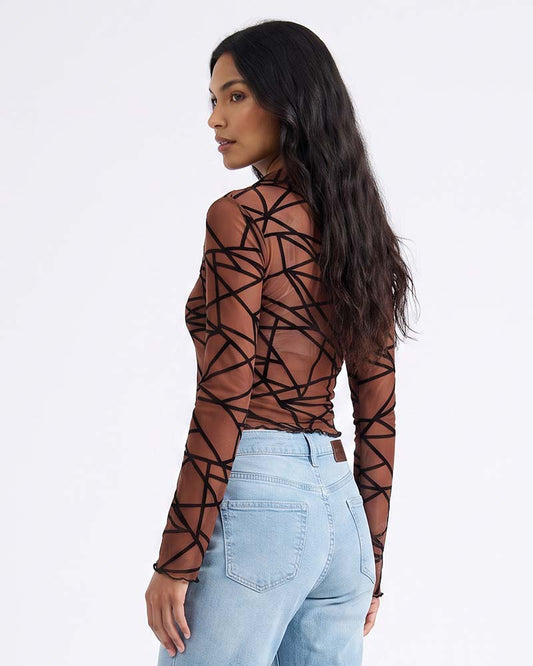 LADIES LONG SLEEVE PRINTED TOP