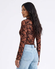 LADIES LONG SLEEVE PRINTED TOP