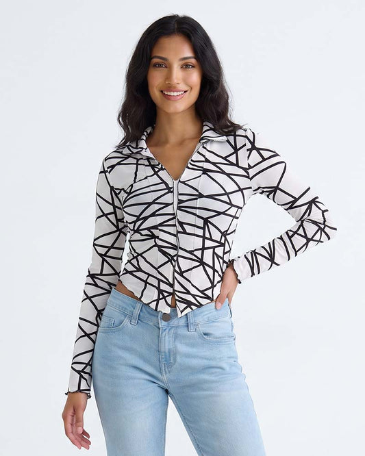 LADIES LONG SLEEVE PRINTED TOP