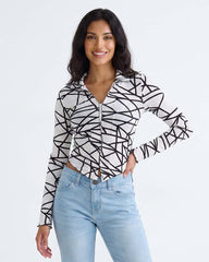 LADIES LONG SLEEVE PRINTED TOP