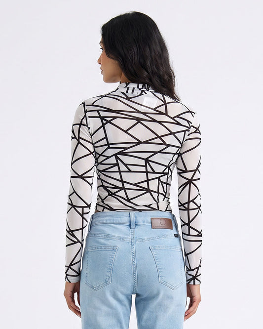 LADIES LONG SLEEVE PRINTED TOP