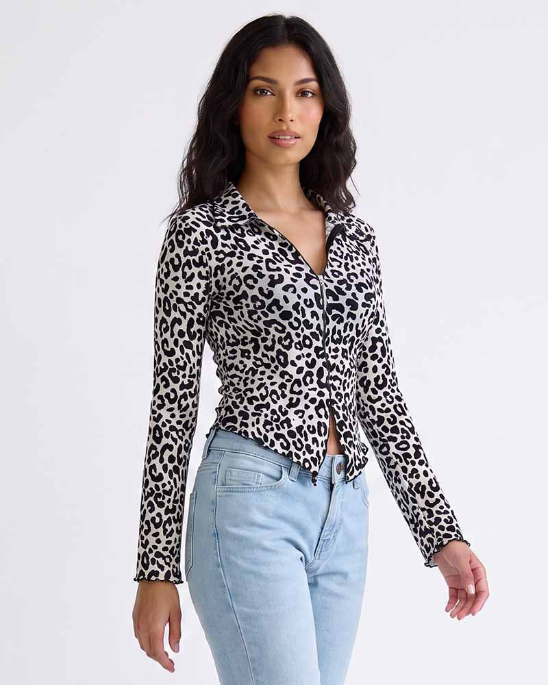 LADIES LONG SLEEVE MESH TOP