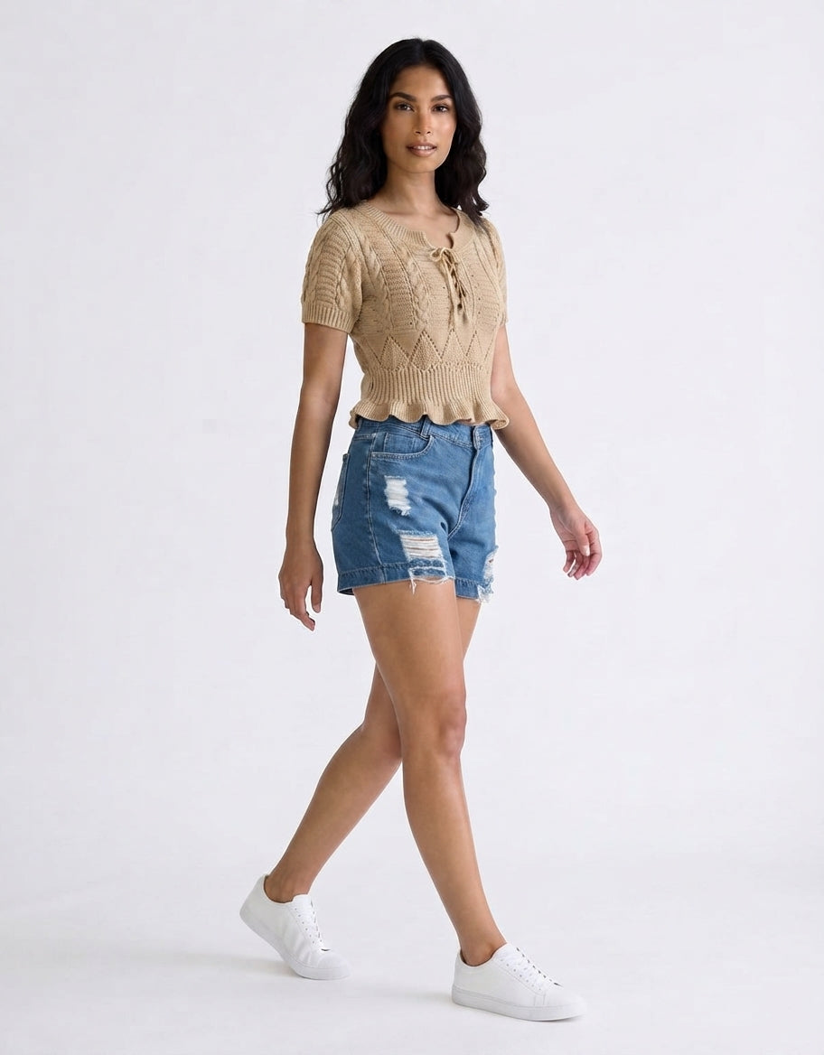 SHORT SLEEVE CROP TOP