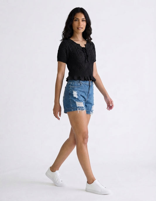 SHORT SLEEVE CROP TOP