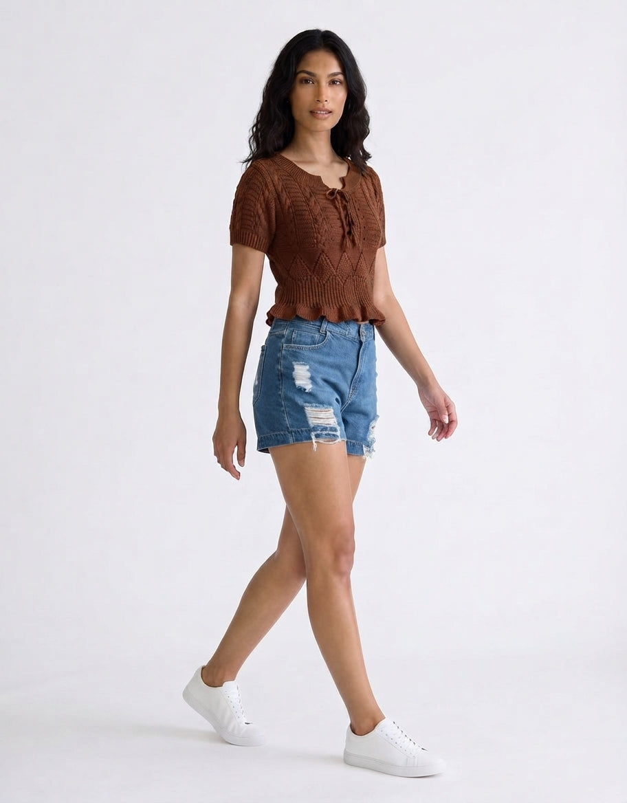 SHORT SLEEVE CROP TOP