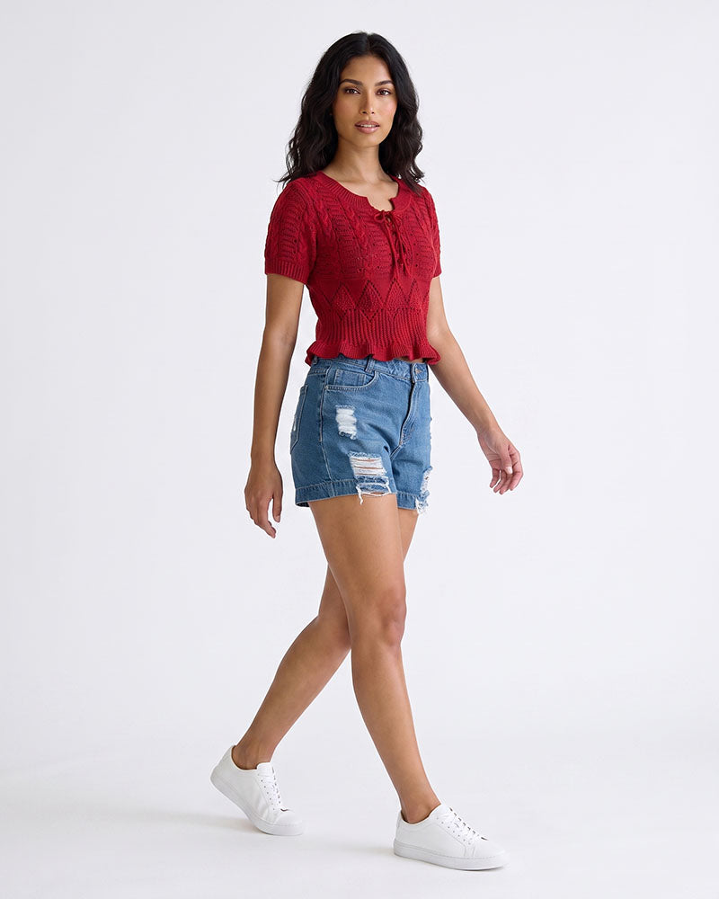 SHORT SLEEVE CROP TOP