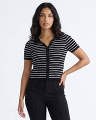 Ladies Striped Short Sleeve Top