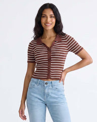 Ladies Striped Short Sleeve Top