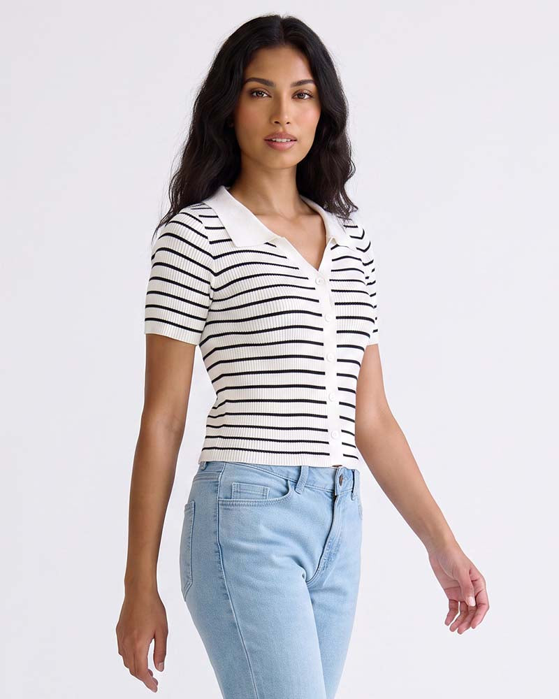Ladies Striped Short Sleeve Top