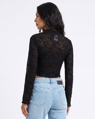LADIES LONG SLEEVE ZEBRA MESH TOP