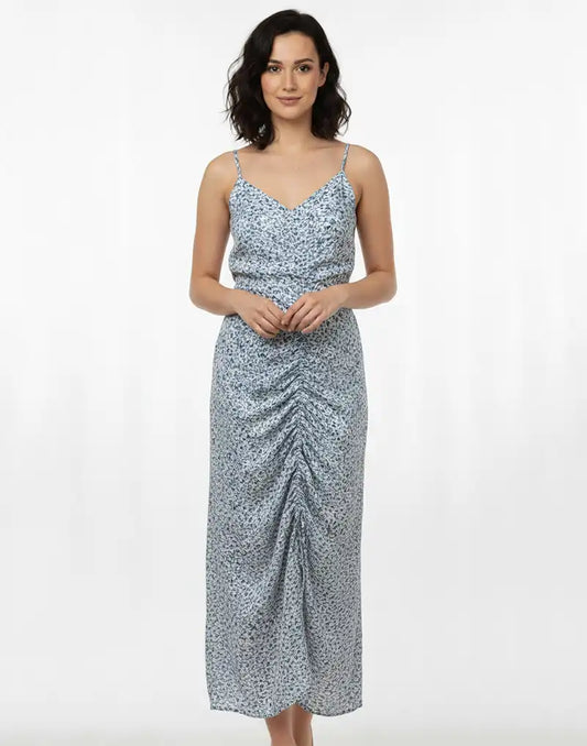 Givo Floral Front Slit Sheath Midi Dress