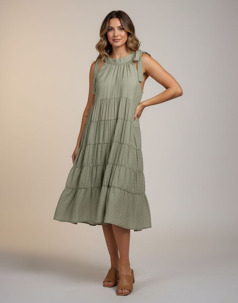 SLEEVELSS TIERED DRESS