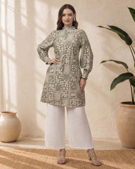 DAISY STREET PRINTED LONG TOP