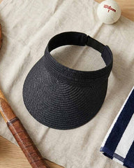 BLACK WOVEN STRAW SUN VISOR