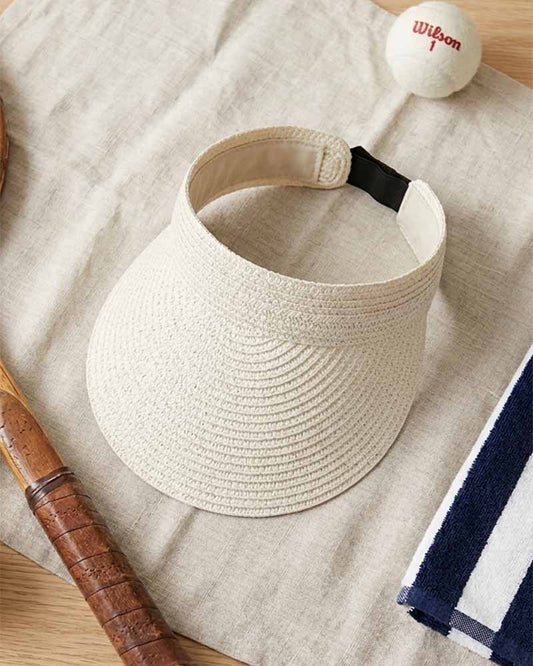 BLACK WOVEN STRAW SUN VISOR