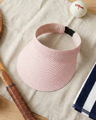 BLACK WOVEN STRAW SUN VISOR