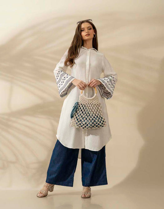 GIVO EMBROIDERED LONG TOP