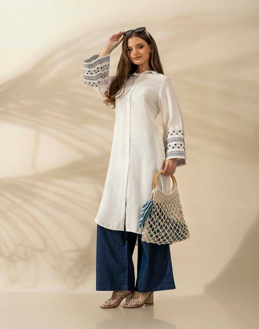 GIVO EMBROIDERED LONG TOP