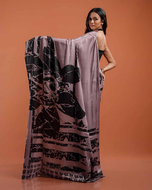 ETHNIC FUSION PRINTED SILK SAREE