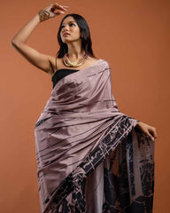 ETHNIC FUSION PRINTED SILK SAREE