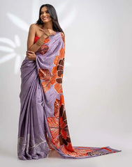 ETHNIC FUSION PRINTED BATIK INSPIRED SILK SAREE