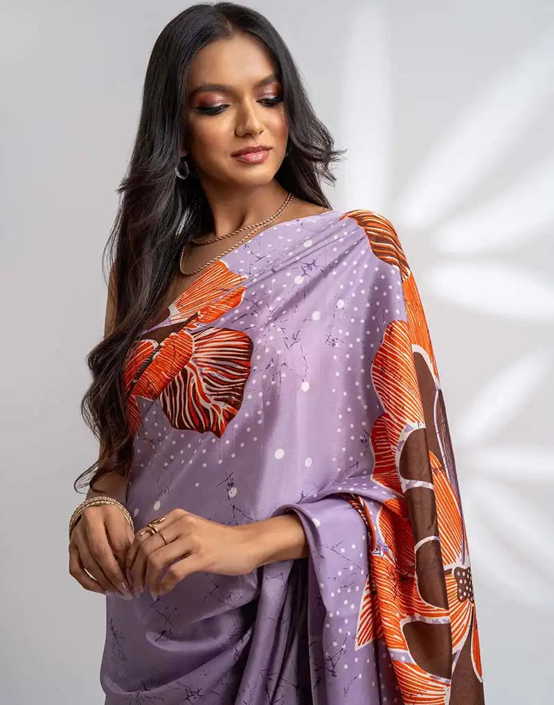 ETHNIC FUSION PRINTED BATIK INSPIRED SILK SAREE