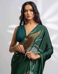 ETHNIC FUSION PRINTED BATIK INSPIRED SILK SAREE
