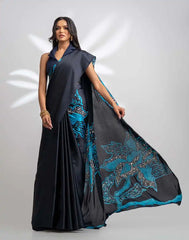 ETHNIC FUSION PRINTED BATIK INSPIRED SILK SAREE