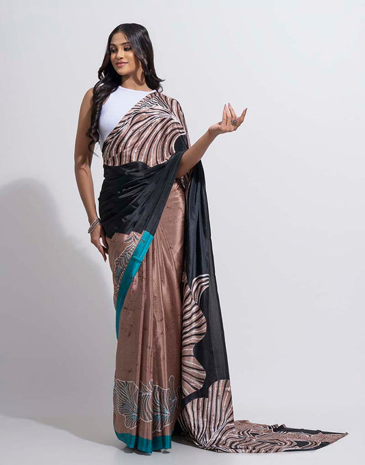 ETHNIC FUSION PRINTED BATIK INSPIRED SILK SAREE