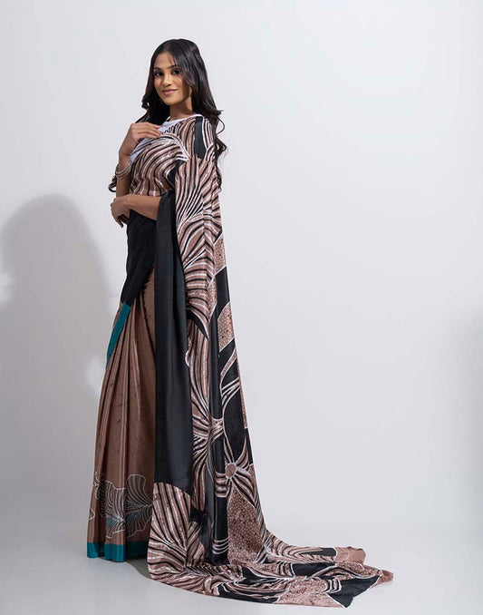 ETHNIC FUSION PRINTED BATIK INSPIRED SILK SAREE