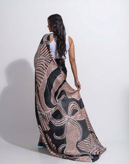 ETHNIC FUSION PRINTED BATIK INSPIRED SILK SAREE