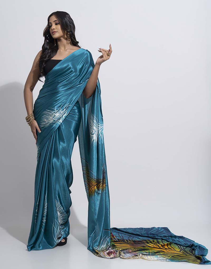 ETHNIC FUSION PRINTED BATIK INSPIRED SILK SAREE