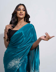 ETHNIC FUSION PRINTED BATIK INSPIRED SILK SAREE