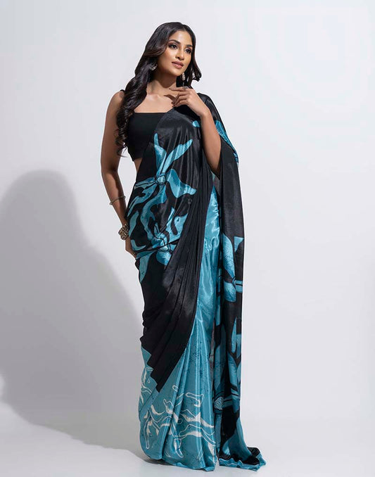 ETHNIC FUSION PRINTED BATIK INSPIRED SILK SAREE