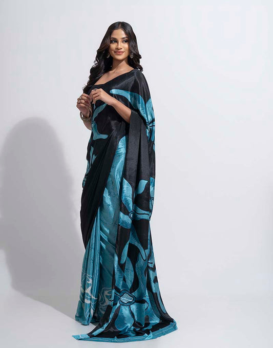 ETHNIC FUSION PRINTED BATIK INSPIRED SILK SAREE