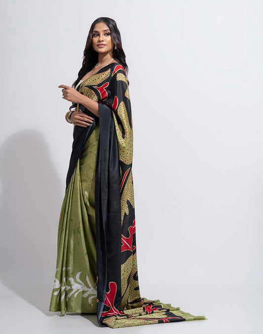 ETHNIC FUSION PRINTED BATIK INSPIRED SILK SAREE