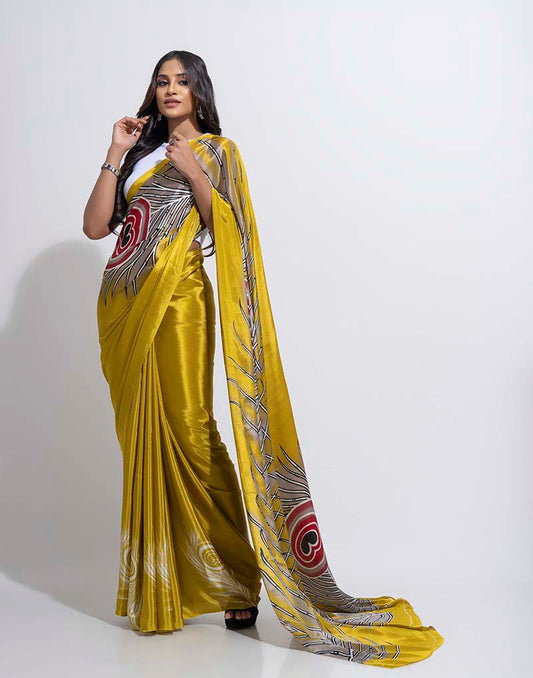 ETHNIC FUSION PRINTED BATIK INSPIRED SILK SAREE