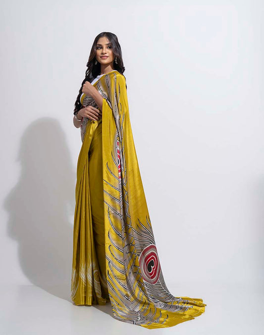 ETHNIC FUSION PRINTED BATIK INSPIRED SILK SAREE