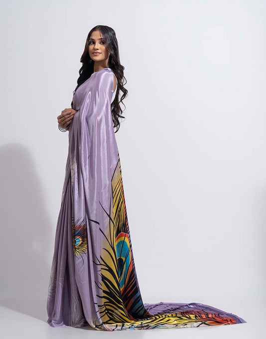 ETHNIC FUSION PRINTED BATIK INSPIRED SILK SAREE
